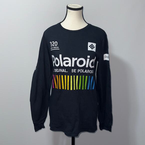 Polaroid Black Long Sleeve Tee with Rainbow Logo unisex size small - Picture 1 of 5